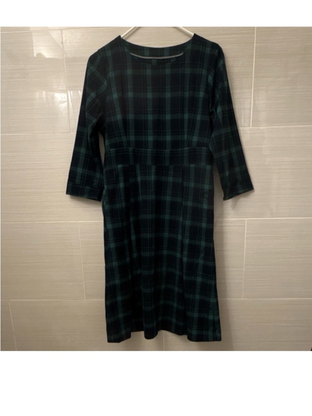 Tailor Vintage Black and Green Plaid Long Sleeve Dress